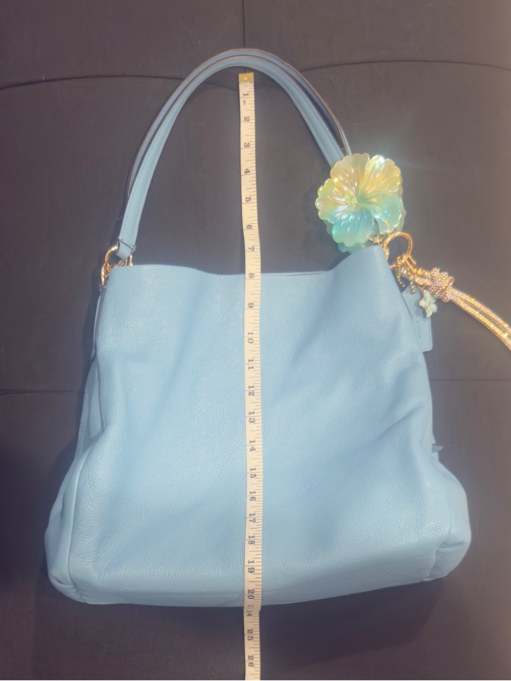 🩵🌼 Coach Madison Phoebe Cornflower Blue Pebbled Leather Shoulder Bag - EUC! - Picture 16 of 16
